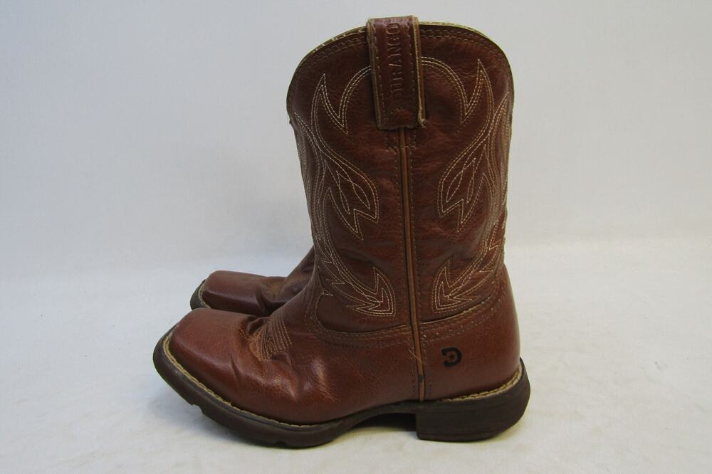 Durango Youth Sz 1 M Brown Leather Square Toe Cowboy Western Boots